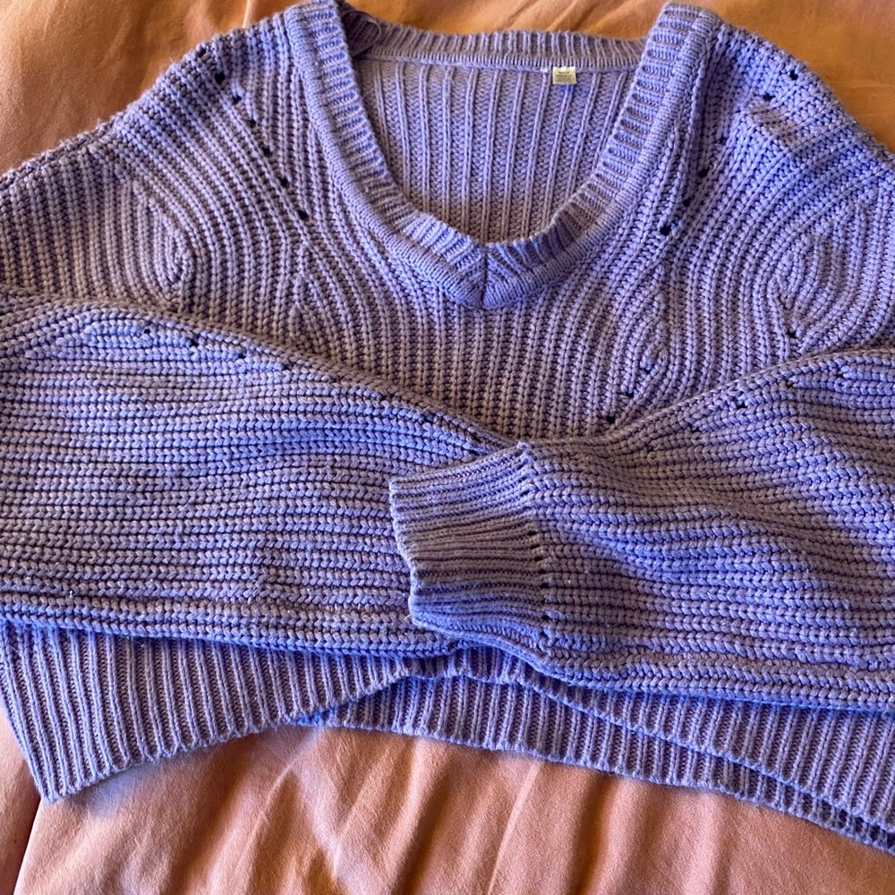 Purple cropped sweater with holes